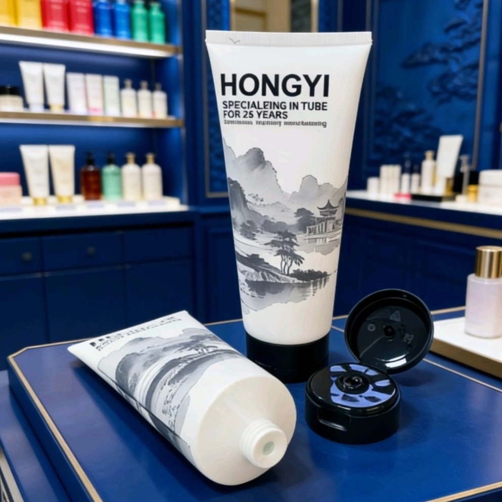 60mm diameter, high-capacity 500 gramsmL, white, classical ink painting PE soft tube packaging material bottle