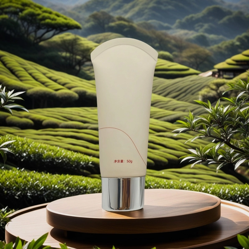 body cream tube on wooden platform