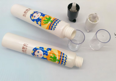 Pump head plastic tube for travel skincare and toiletry formulas